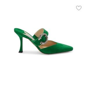 Marta Crystal Buckle Suede Mules